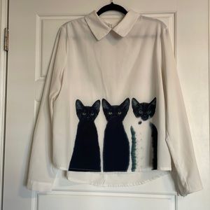 SHEIN Peter Pan collar cat blouse